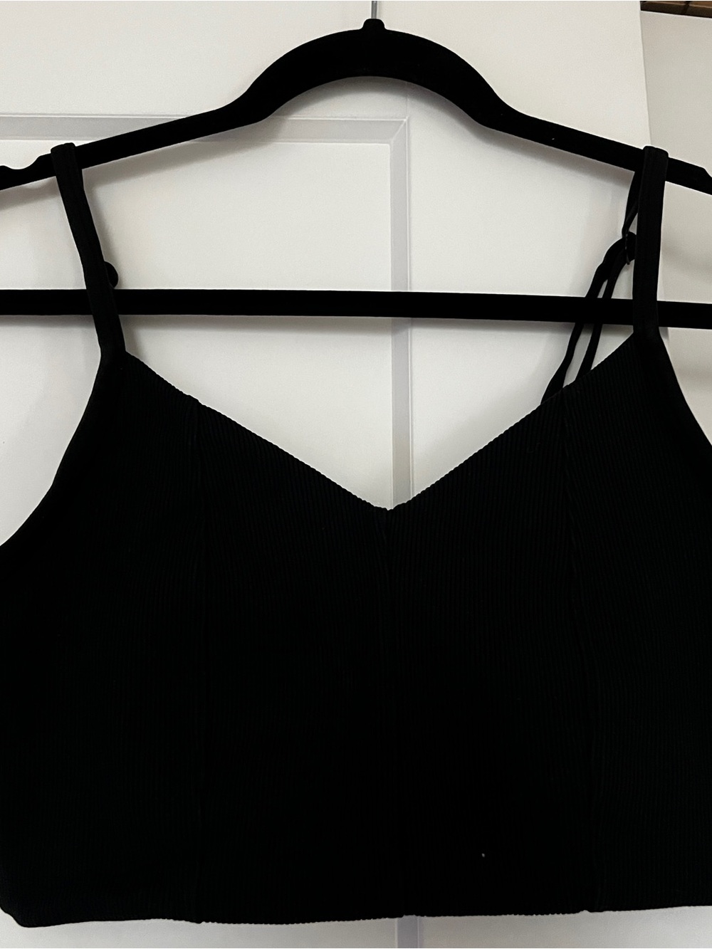 Offline by aerie Black Ribbed Unlined Sports Bra